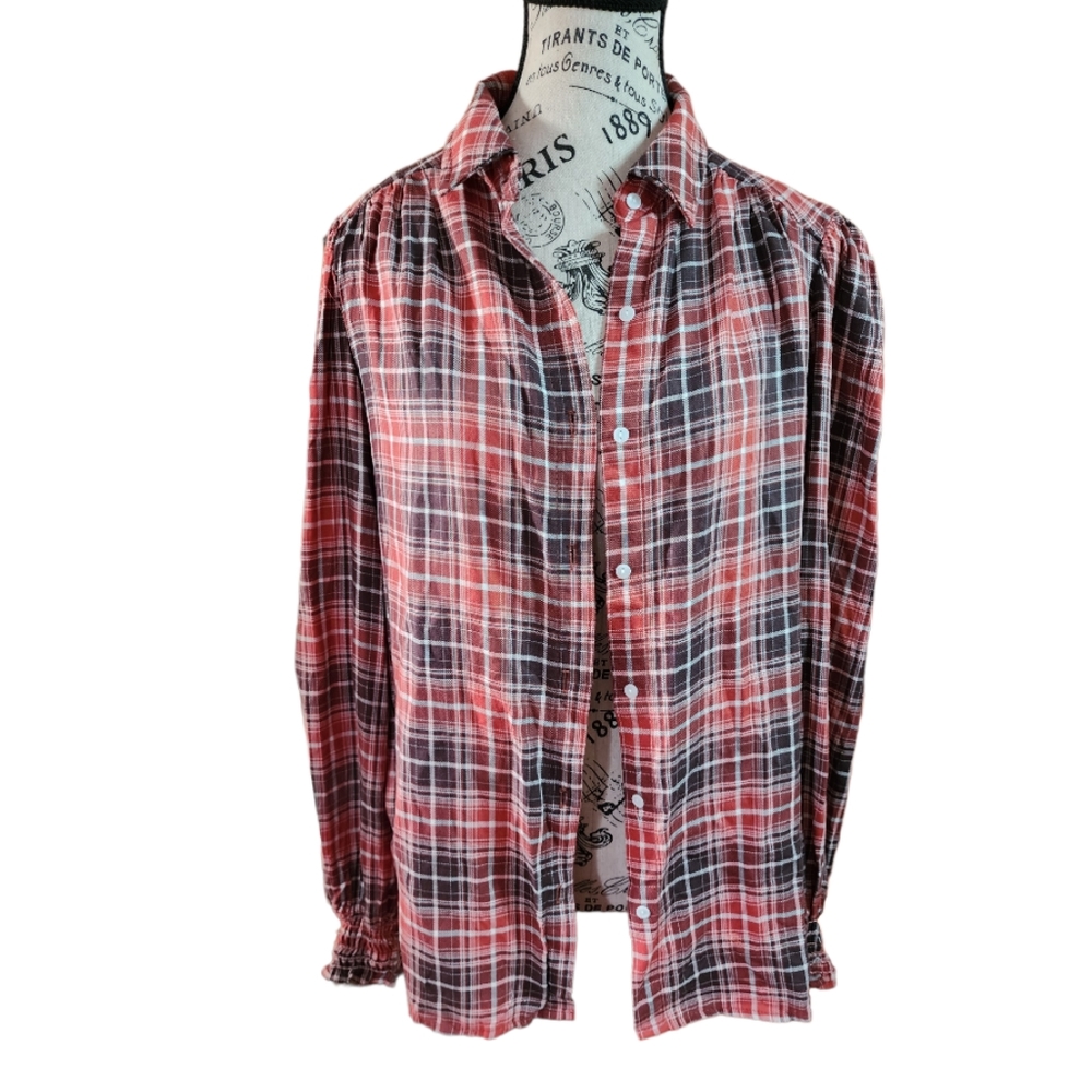 Max Studio Button Up in Red Plaid Size Small - Picture 1 of 3